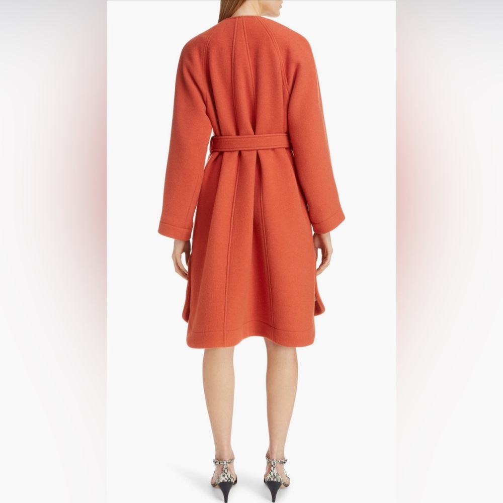 Chloé Iconic Wool Blend Belted Coat In Chestnut Orange Size 36 New - Picture 6 of 16